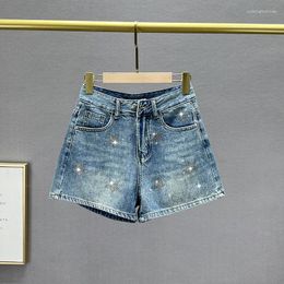 Women's Jeans Denim Shorts Trendy 2023 Summer High Waist Drilling Wide-Leg Pants Sexy Girls Ultra-short