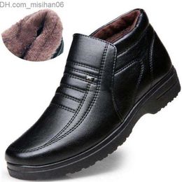 Dress Shoes Dress Shoes Winter Waterproof Men's Casual Leather Flannel High Top Slip-on Male Rubber Warm for Mens Z230705