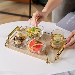 Plates Home Living Room Storage Tea Cup Fruit Plate Dinner Light Luxury Rectangular Party Birthday Tray