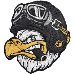 Biker Helmet Eagle Embroidery Sewing Notions Iron On Patches For Clothes Punk Jacket Vest Applique Custom Patch321Z