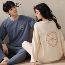 Women's Sleepwear CAIYIER Autumn Winter Couple Pajamas Set Kawaii Lovers Women & Men O-Neck Soft Leisure Nightwear Cartoon Homewear