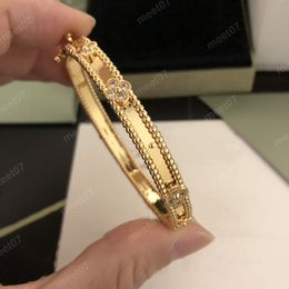 Горячий узкий браслет с бриллиантами в виде клевера, дизайнерский браслет с 4 листьями и цветами, шарнирный браслет
