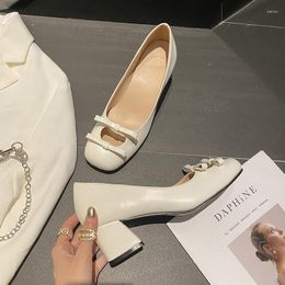 Dress Shoes White Hollow Out Mary Janes For Women Round Head Ankle Strap Square Heel Princess Sandals Female Pumps