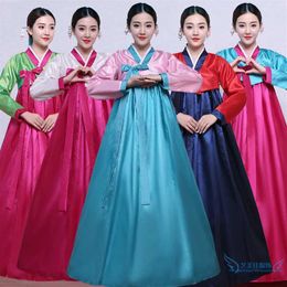 2019 High Quality Multicolor Traditional Korean Hanbok Dress Female Korean Folk Stage Dance Costume Korea Traditional Costume287r