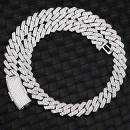 Designer Jewelry Pass Diamond Tester GRA Moissanite diamond 8mm-20mm Wide 2Rows 925 Solid Silver Cuban link chain for Rapper Hip Hop Necklace