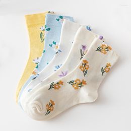Women Socks Drop High Quality Women's Floral Cotton Harajuku Kawaii Mid Tube Breathable Casual Short Wholesale