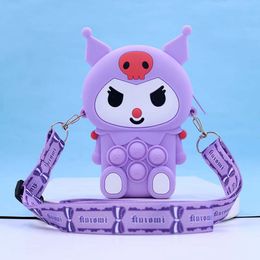 Cute Kuromi Cartoon Girl Doll Bag Fidget Toys Antistress Style Push Bubble Wallet Bag Silicone Coin Purse for Kids Birthday Gift 2186