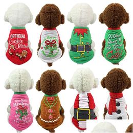 Dog Apparel Christmas Plover Hoodies Pet Cat Costume Shirt Sweater For Santa Snowman Belt Casual Clothes Xs S M L Drop Delivery Home Dhbzk
