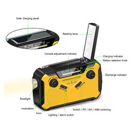 Radio Emergency Solar Powered Radio Hand Crank Dynamo Am/fm/noaa Weather Radio Multifunctional Led Flashlight 2500mah Power Bank