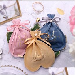 Other Festive Party Supplies Wedding Candy Package Bag Veet Cloth Favour Gift Heart Shape Baby Shower Favours Drop Delivery Home Gard Dhw2E