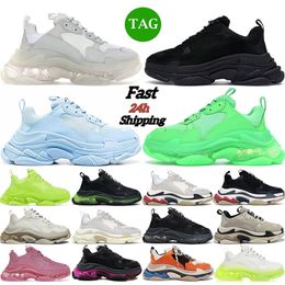 Triple S da uomo Designer Scarpe casual Platform Sneakers Donna Suola trasparente Nero Bianco Grigio Verde Rosso Rosa Blu Royal Neon Scarpe da ginnastica da uomo Tennis