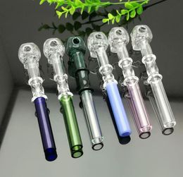 Glass Smoking Pipes Manufacture Hand-blown hookah Bongs 2-wheel dual color bone straight pot