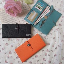 Genuine Leather Women Wallets Luxury Long Hasp Lychee Pattern Coin Purses Female Brand Solid Colors Purse Card Holders Clutch