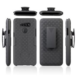 Defender Phone Case For LG Stylo 7 6 5 K51 K31 V40 ThinQ With Kickstand & Belt Clip Holster Heavy Duty Shockproof Woven Pattern Design Phone Back Cover