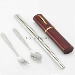 Dinnerware Sets Stainless Steel Cutlery Set Spoon Fork Cutter Reusable Bamboo Flatware With Bag Portable Dinnerware Set Tableware Student Lunch x0703