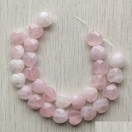 Stone Fashion 15Mm Heart Natural Pink Rose Quartz Cut Faceted Beads For Jewelry Making Drop Delivery Dhrt9