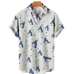 Men's Casual Shirts Shirt Harajuku Feather Hawaiian Printed Short Sleeve White Street Summer Beach For Men Clothing 2023