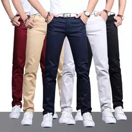 Men's Pants Spring and summer 98% cotton Pants men Business Slim Elastic Casual black Khaki Fit Straight pant trousers male2756