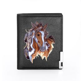 Classic Horse Design Cover Men Women Leather Wallet Billfold Slim Credit Card/ID Holders Inserts Short Purses