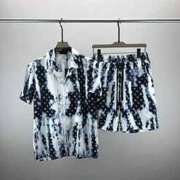 Fashion Designer Hawaii Beach Casual Shirt Set Summer Men's Business Shirt Short Sleeve Top Loose Shirt Asian size M-XXXL Z14
