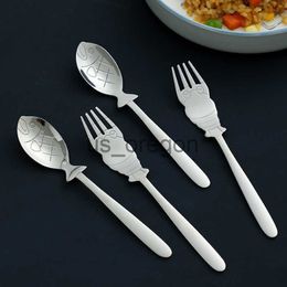 Dinnerware Sets Creative Fish Head Spoon Shrimp Fork Stainless Steel Children's Tableware Portable Picnic Cutlery Home Kitchen Dinnerware x0703