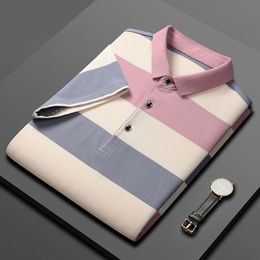 Men's Polos Men'S Classic Striped Polo Shirt Cotton Short Sleeve 2023 Summer Plus Oversize 4XL 230703