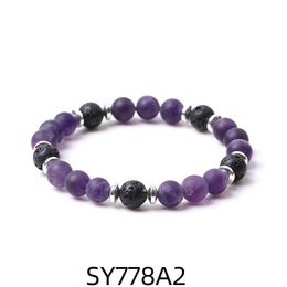 Beaded 8Mm Matte Amethyst Stone Beads Hematite Lava Strand Bracelets For Women Men Yoga Buddha Energy Jewelry Drop Delivery Dhxgc