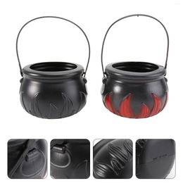 Plates 2 Pcs Mini Candy Witch Jar Pot Gold Bucket Chocolate 14 10cm Children Hand-held Halloween Buckets Black Plastic