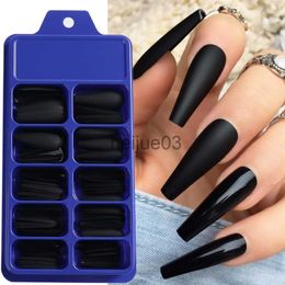 False Nails 100pcs False Nail Matt Black Long Coffin Ballerina Fake Nail Tips Frosted Pink Red Press On Nails Extension Form Tools NTMS0110 x0703