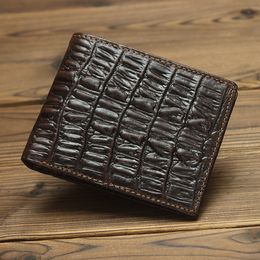 Crocodile Pattern Genuine Leather Wallets for Men Clutch and Purse Small Bifold Wallet Clamp Wallet for Men