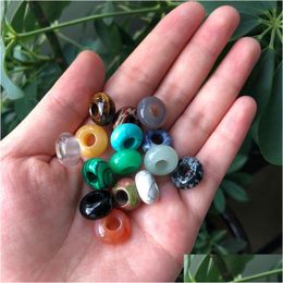 Stone 7X14Mm Natural Crystal Beads Loose 5Mm Big Hole Charms Pendants Shape For Necklace Jewellery Making Diy Gift Women Drop Delivery Dhky7