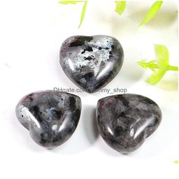 Stone 20X9Mm Heart Statue Natural Carved Decoration Rose Quartz Hand Polished Healing Crystal Reiki Trinket Gift Room Ornament Drop Dhygd