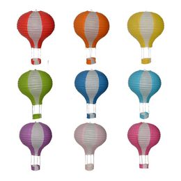 Other Event Party Supplies Ceremony Holiday Favor Folding Paper Lantern Air Balloon Shape 30cm Pink Blue For Kids Baptism Birthday Wedding Decor 230701