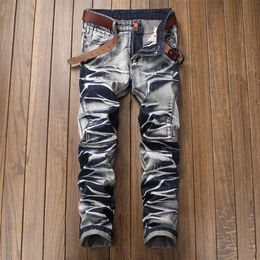 New Vintage Mens Jeans Pants Slim Fit Distressed Denim Joggers For Men Brand 2 colour Trousers Plus Size 42231n