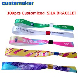 Other Event Party Supplies Custom Ribbon Satin Wristband Feature Holiday Full Colour Printed SILK BRACELET FOR EVENT Concert Entrance ID 230701