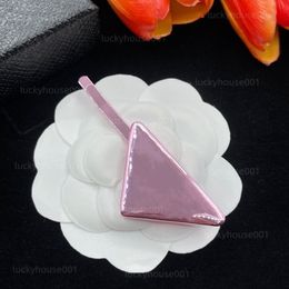 Luxury stainless steel designer womens triangular P-letter hair clip high-quality brand classic and versatile casual fashionable pink hair clips Party Gifts