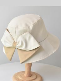 Everything Fisherman Hat Female Tide Spring and Autumn Pure Cotton Back Slit Bow Fashion Casual Sunscreen Visor Simple Basin Hat