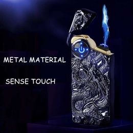 Personality Ignition And Display Power Arc Smart Gift Dual Dragon Plasma Lighter ZVTG