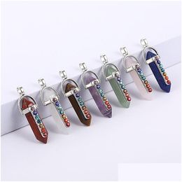 Charms 7 Chakra Natural Stone Charm Rose Quartz Crystal Pendants Chakras Gem Fit Earrings Necklace Making Assorted Drop Delivery Jew Dhqod