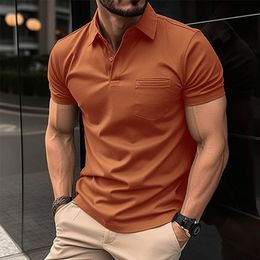 Men's Polos Shirts Fashion Pocket Short Sleeve Formal Man Casual Summer Clothing Tops Slim Cotton Plus Size Male 230703