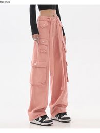 Women's Jeans Harajuku Vintage Aesthetic Hig Waist Trouser Wide Leg Baggy Jeans Y2K Pockets Cargo Pants for Women Straight Oversize Pant 230703