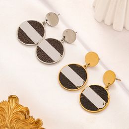 Simple Gold Plated 925 Silver Luxury Brand Designers Letters Stud Geometric Famous Women Stainless Steel Round Crystal Rhinestone Earring Wedding Party Jewerlry