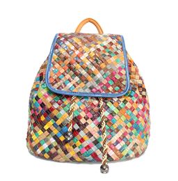 Backpack Style leather Women's Bag Handmade Cowhide Colorful Fashion 230619