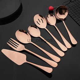 Dinnerware Sets Rose Gold Dinnerware Cutlery Set Stainless Steel Tableware Service Fork Colander Spoon Cake Shovel Kitchen Dinner Flatware Set x0703