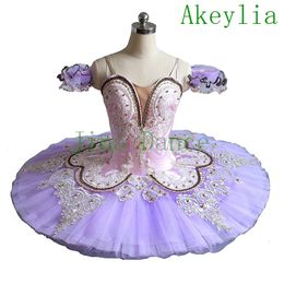 Lilac Pink Sleeping beauty ballet tutu girls Beige Pink professional ballet costumes flower fairy classic ballet dress pancake tut209l