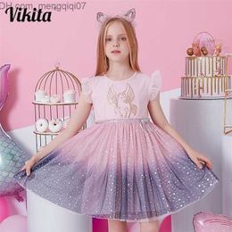 Girl's Dresses Girl's Dresses VIKITA Girls Summer Dress Kids Party Prom Princess Dresses Children Unicorn Mermaid Cartoon Clothes Girls Casual Vestidos Z230704