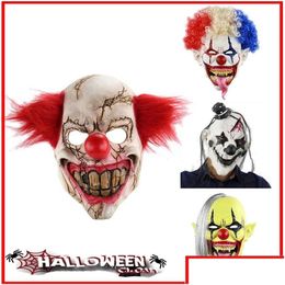 Party Masks Scary Clown Mask Halloween Props Carnival Horrible Adt Men Latex Demon Drop Delivery Home Garden Festive Supplies Dhtpy