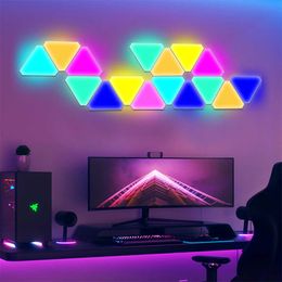 RGB WIFI APP Bluetooth Triangle Indoor Atmosphere Wall Lamps For Computer Game Bedroom Decoration LED Quantum Night LightHKD230701