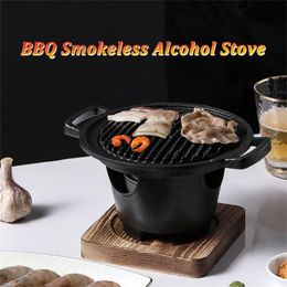 BBQ Grills Mini BBQ Grill Japanese Smokeless Alcohol Barbecue Stove Household Rental House One Person Meat Barbecue Roasting Cooker Tools 230703