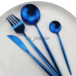 Dinnerware Sets Elegant And Noble Blue Cutlery Set Tableware Set 304 Stainless Steel Knife Fork Spoon Dinnerware Set Silverware Set Flatware Set x0703